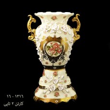 لمونژ کرم گلدان گل برجسته 16